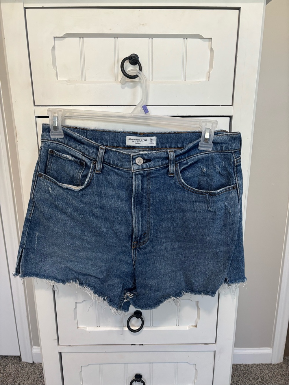Abercrombie & Fitch Distressed Denim Cutoff Shorts - Medium Blue
